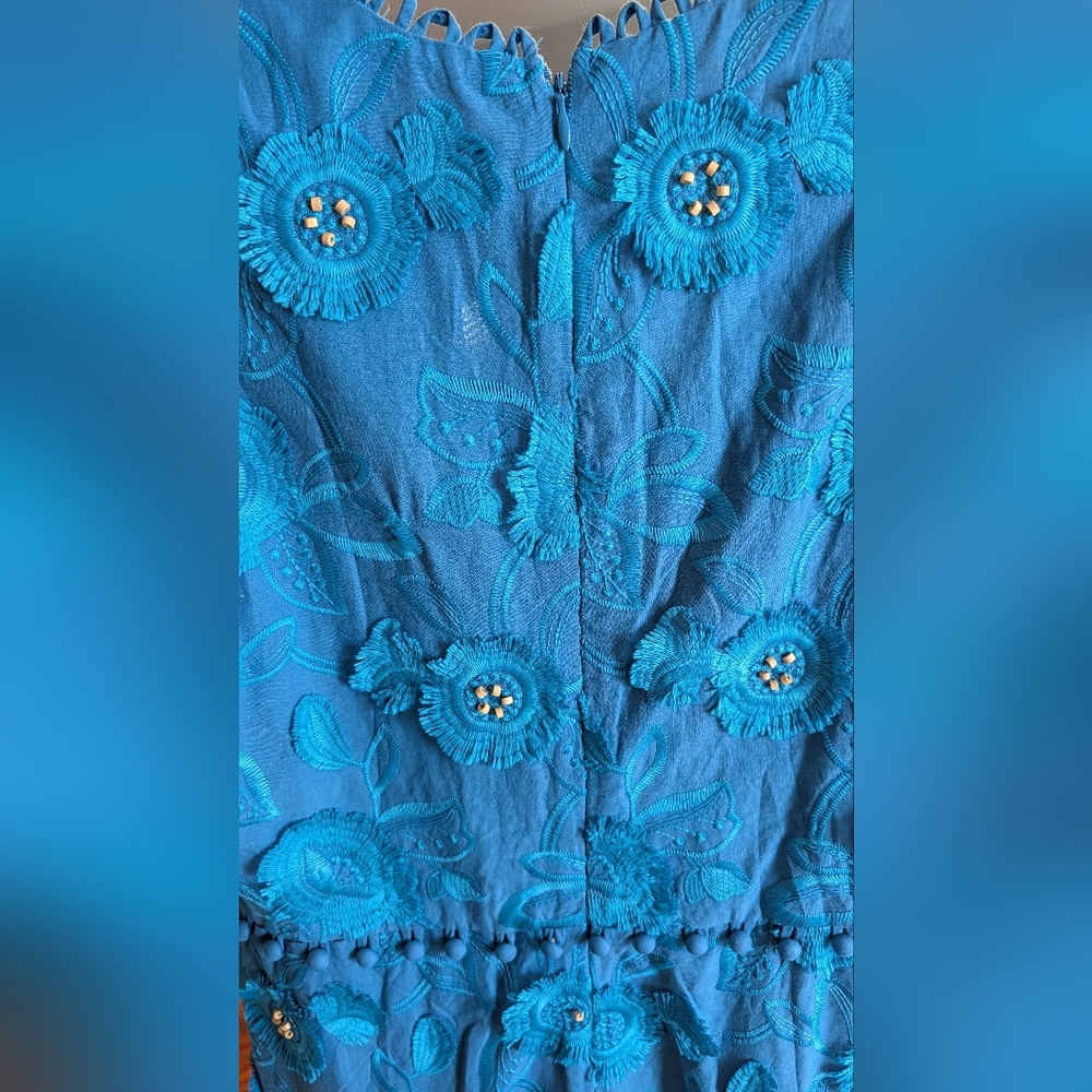 Farm Rio Blue 3d flower sleeveless maxi dress - Picture 10 of 16